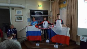 Призёры соревнований в спринте (группа М14): Спектор Илья (Россия), Jurcik Tomas (Словакия), Svatek Samuel (Чехия)